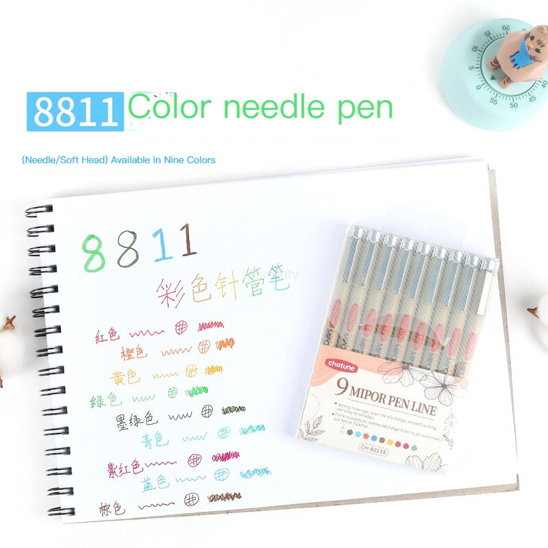 Προμήθειες στυλό σχεδίασης Fineliner Neelde με στυλό σχεδίασης σκίτσο Micron στυλό 9 χρωμάτων με πορώδη βούρτσα