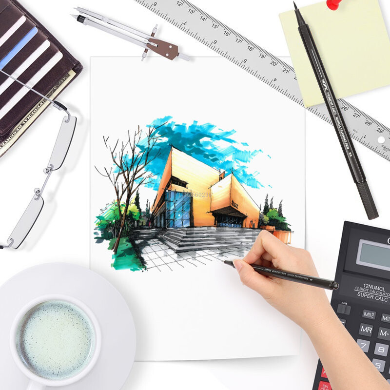 10 suurusega mustad mikrofinelineriga tindipliiatsid 0,05 0,1 0,2 0,3 0,4 0,5 pintsliots kunstniku illustratsioonide visandamiseks tehniline joonis