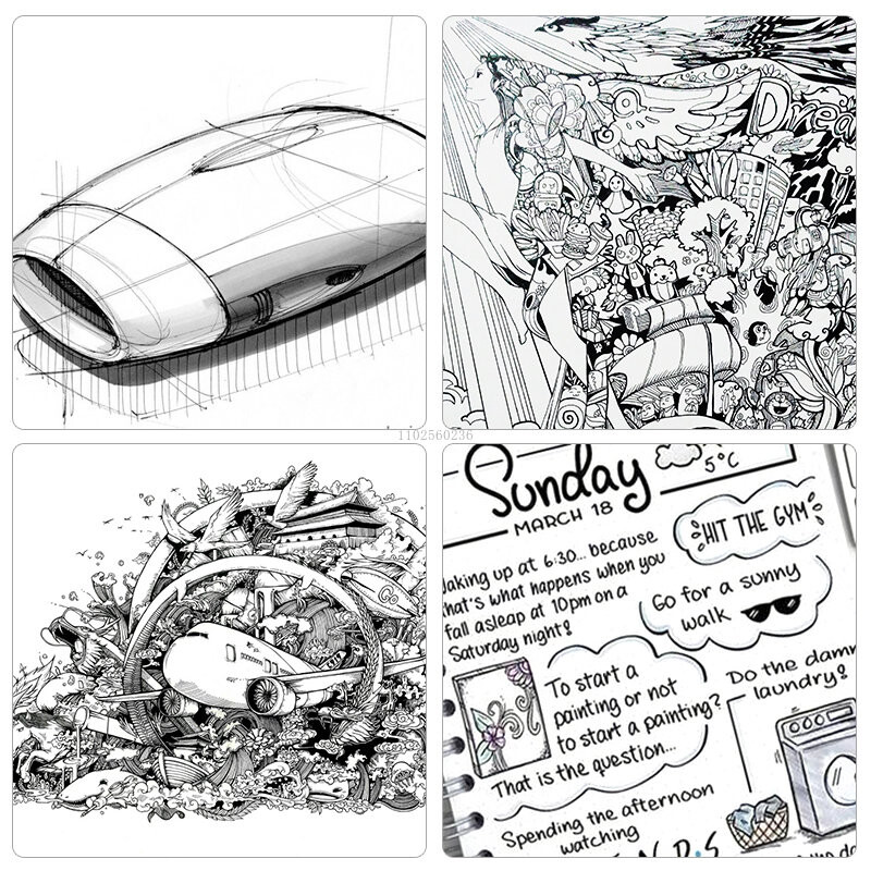 10 suurusega mustad mikrofinelineriga tindipliiatsid 0,05 0,1 0,2 0,3 0,4 0,5 pintsliots kunstniku illustratsioonide visandamiseks tehniline joonis