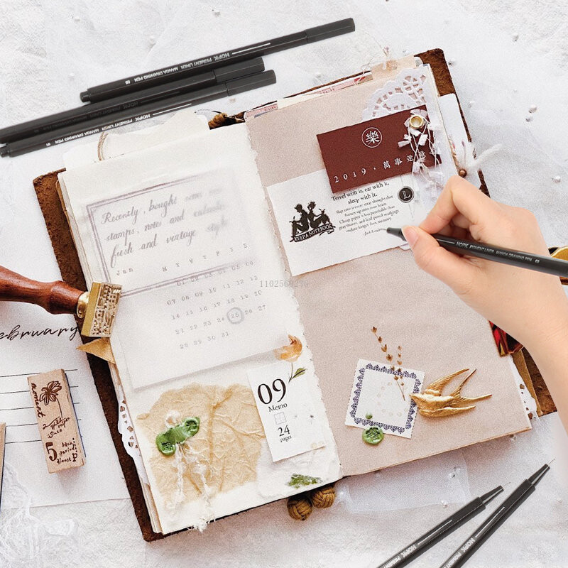 10 suurusega mustad mikrofinelineriga tindipliiatsid 0,05 0,1 0,2 0,3 0,4 0,5 pintsliots kunstniku illustratsioonide visandamiseks tehniline joonis