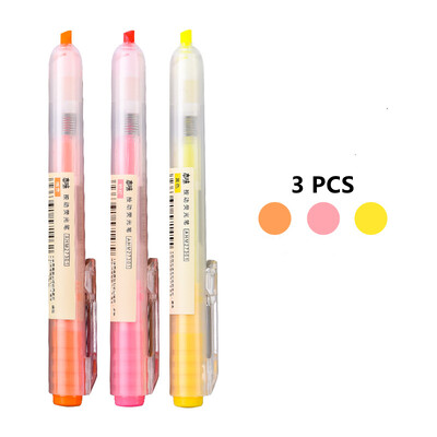 3 tk sissetõmmatavad markerpliiats 6 värvi kirjatarvete esiletõstja märkmete märgistamiseks päeviku joonistustööriistad