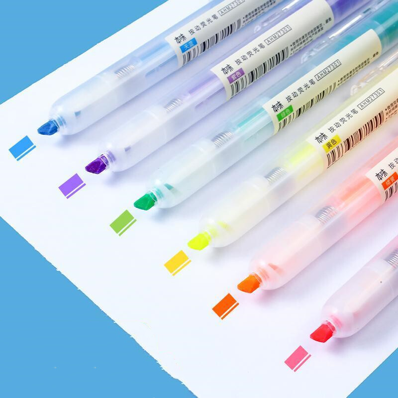 3 tk sissetõmmatavad markerpliiats 6 värvi kirjatarvete esiletõstja märkmete märgistamiseks päeviku joonistustööriistad