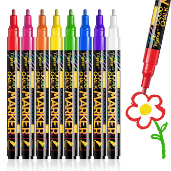 8 χρώματα Liquid Chalk Erasable LED Highlighter Fluorescent Marker κοστούμι για μαυροπίνακα Ζωγραφική Διαφημιστική Κιμωλία