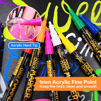 8 χρώματα Liquid Chalk Erasable LED Highlighter Fluorescent Marker κοστούμι για μαυροπίνακα Ζωγραφική Διαφημιστική Κιμωλία