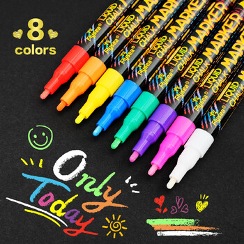 8 χρώματα Liquid Chalk Erasable LED Highlighter Fluorescent Marker κοστούμι για μαυροπίνακα Ζωγραφική Διαφημιστική Κιμωλία