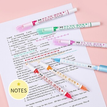 6 τμχ Dual Tip Kawaii Line Shaped Highlighter Στυλό Art Marker Multi Colorful Roller Tip Curve Liner Gel Pen Stationery School