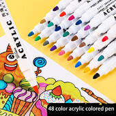 12/48 krāsas Akrila krāsas marķieris Mākslas marķieri gleznošanas pildspalvas grafiti akmenim, diskam, mobilā tālruņa futrālim Apavu stikla mākslas piederumi