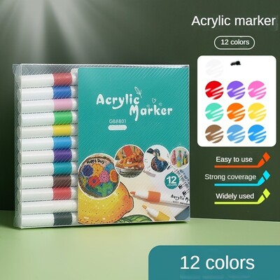 12/48 krāsas Akrila krāsas marķieris Mākslas marķieri gleznošanas pildspalvas grafiti akmenim, diskam, mobilā tālruņa futrālim Apavu stikla mākslas piederumi