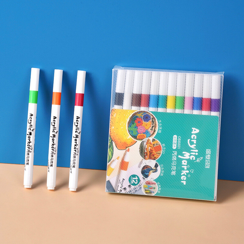 12/48 krāsas Akrila krāsas marķieris Mākslas marķieri gleznošanas pildspalvas grafiti akmenim, diskam, mobilā tālruņa futrālim Apavu stikla mākslas piederumi