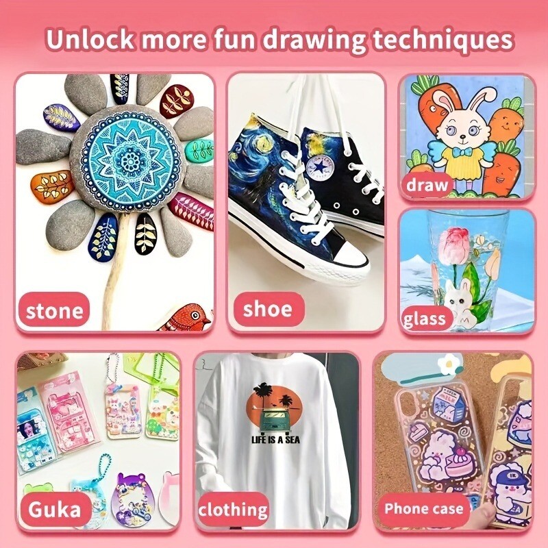 12/48 krāsas Akrila krāsas marķieris Mākslas marķieri gleznošanas pildspalvas grafiti akmenim, diskam, mobilā tālruņa futrālim Apavu stikla mākslas piederumi