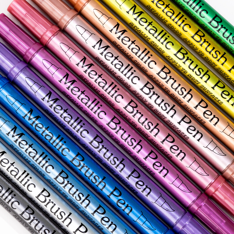 Metallist markerpliiatsid Värvilised hõbedased kullavärvi pliiatsid musta paberi, klaasi, kivimaalimise, isetegemise väljalõigete albumi jaoks