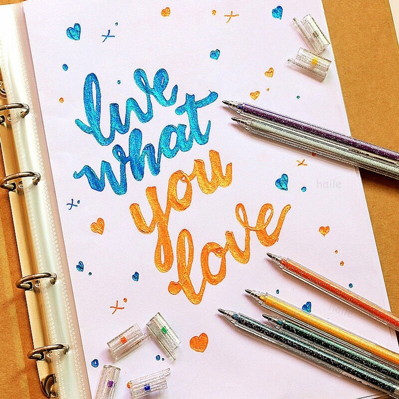 Haile 8 tk/komplekt 1,0 mm sädeleva värvi esiletõstjad Geelpliiats Marker Pliiatsid Maalimine Väljalõigete albumi tööriist DIY koolikunst Armsad kirjatarbed