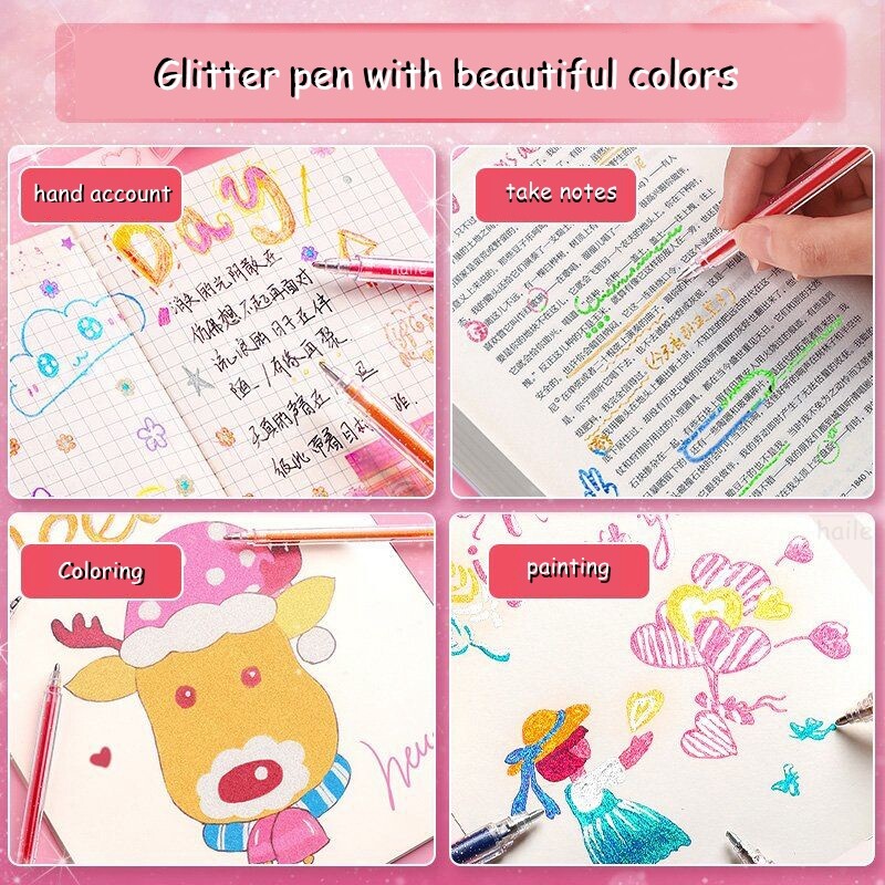 Haile 8 tk/komplekt 1,0 mm sädeleva värvi esiletõstjad Geelpliiats Marker Pliiatsid Maalimine Väljalõigete albumi tööriist DIY koolikunst Armsad kirjatarbed