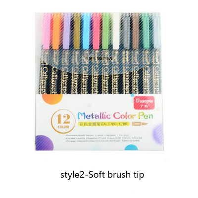 12 värvi metallik markerid värvid pliiatsid Kunst püsivad kirjutamismarkerid paberile kiviklaasist seinakunsti marker pliiats