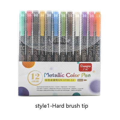 12 värvi metallik markerid värvid pliiatsid Kunst püsivad kirjutamismarkerid paberile kiviklaasist seinakunsti marker pliiats