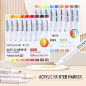 Στυλό μαρκαδόρου 9 χρωμάτων στοιβαζόμενο Color Art Stationery Ακρυλικό στυλό Εκμάθηση μαρκαδόρων Σχέδιο/Ζωγραφική/Γκράφιτι τσόχα