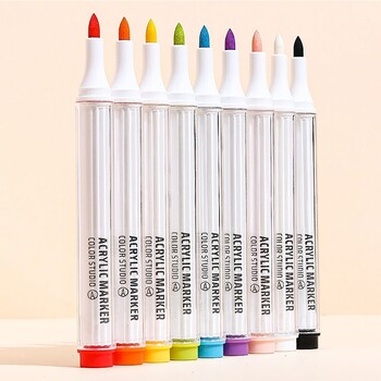 Στυλό μαρκαδόρου 9 χρωμάτων στοιβαζόμενο Color Art Stationery Ακρυλικό στυλό Εκμάθηση μαρκαδόρων Σχέδιο/Ζωγραφική/Γκράφιτι τσόχα