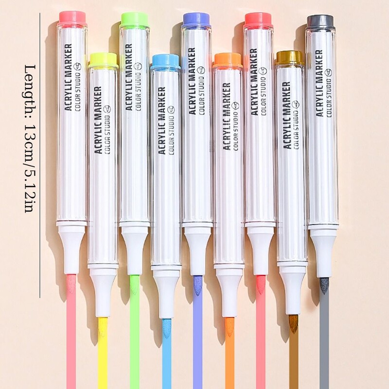 9-värviline markerpliiats Virnastatav värviline kunst-kirjatarbed akrüülpliiats õppemarkerid joonistus-/maalimis-/grafitikunsti viltpliiatsid