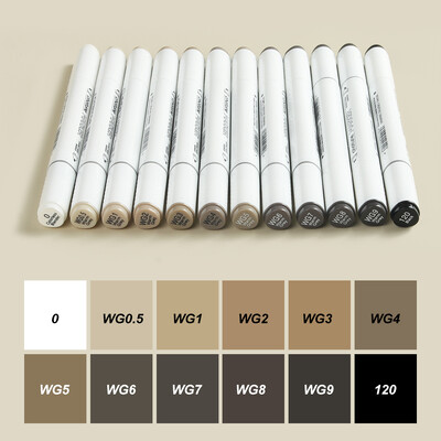 THOTUNE 12 värvi soe hall jahe hall värviline kahepealine marker pliiats alkoholi visandid markerid kooli kunsti disaini marker tarvikud