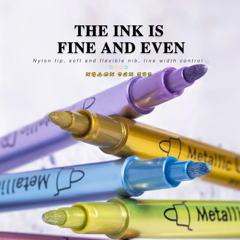 12 värvi metallist markerpliiatsid, värvimarkerid kunstniku illustratsioonide jaoks, käsitöö, kinkekaartide valmistamine, isetegemise fotoalbum