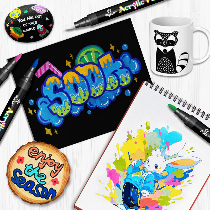 12 värvi pintsli otsaga akrüülvärvi pliiatsid, värvimarkerid kirja- ja loominguliseks maalimiseks, kivid, kruusid, keraamika, klaas