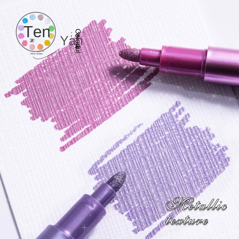 12 krāsu metāla marķieris, sveķu zīmēšanas pildspalva, akrila krāsa, DIY, izceļ pastāvīgā marķieris, DIY, karte Mākslas piederumi Kancelejas piederumi