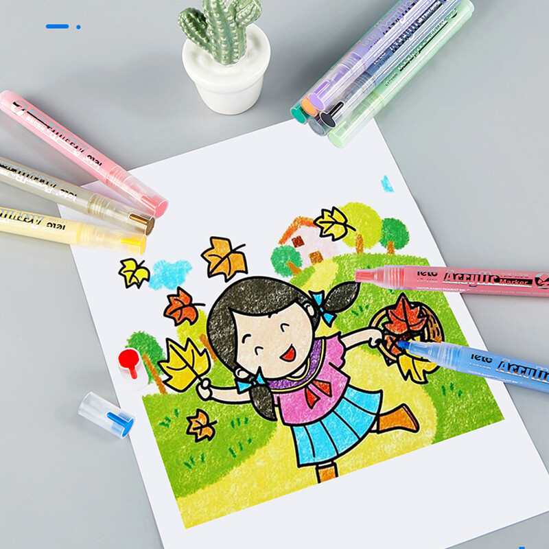 Marcatori pentru vopsea acrilică, artă permanentă, stâncă, metal, sticlă, pietricele, pixuri pentru pictura rezistente la apă, set de materiale pentru desen