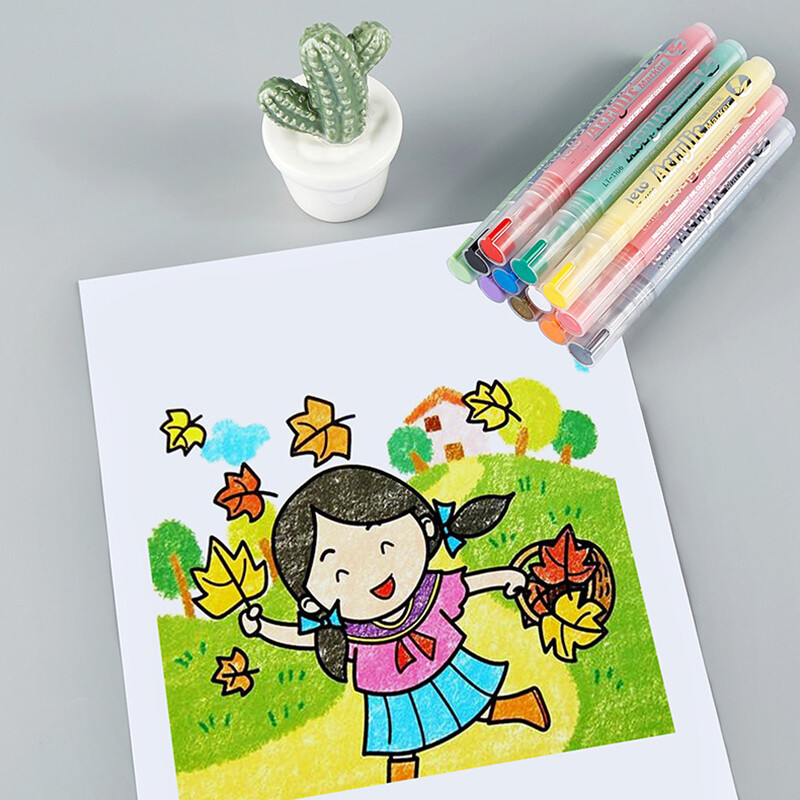 Marcatori pentru vopsea acrilică, artă permanentă, stâncă, metal, sticlă, pietricele, pixuri pentru pictura rezistente la apă, set de materiale pentru desen