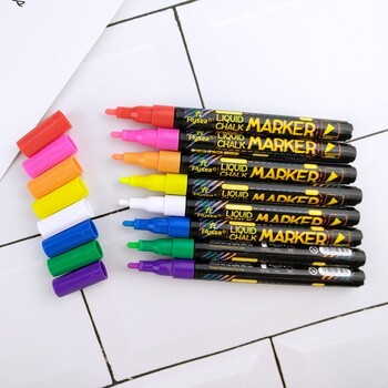 8 τμχ Erasable Liquid Chalks Marker Pen Dry Eases Markers Fluorescent Markers Highlighters for Glass Window Whiteboard