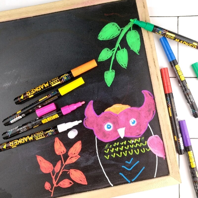 8 бр. Изтриваеми течни тебешири Маркер Химикалки Сухо изтриващи маркери Флуоресцентни маркери Маркери за стъклени прозорци Бяла дъска