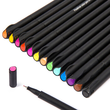 12 ΤΕΜ / Σετ 0,4 mm Πολύχρωμα Fiber Fineliners Marker Painting Felt Tip Pens Set Fine Hook Line Pen Graffiti Sketch Art Drawing