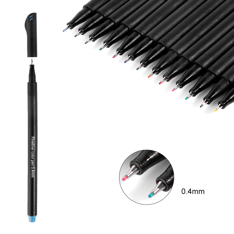 12 tk / komplekt 0,4 mm värvilised fiibrid, markerpliiats, maalimine, viltpliiatsite komplekt, grafiti visandid joonistuskunst
