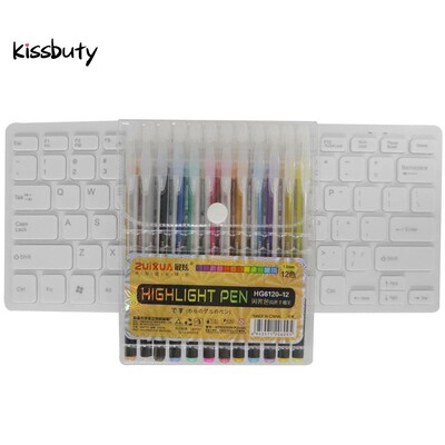 Set de pixuri cu gel de 12 24 de culori Tijă de reumplere pentru stilou cu gel cu sclipici pentru jurnal de cărți de colorat Desen Mâzgălire Artă Markers Pen Stationey