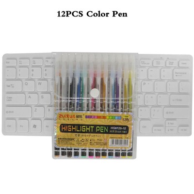 12 24 värvi geelpliiatsite komplekt, värviline sädelev geelpliiatsi täitevarras värvimisraamatute ajakirjade jaoks Joonistamise vigurikujulised kunstimarkerid pastapliiats Stationey