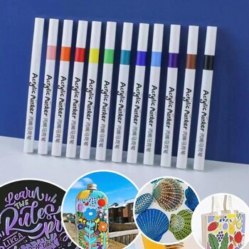 Ακρυλικός μαρκαδόρος Avirulent Insipidity Waterproof For Painting Stone 12/24 Colors Art Painting Supplies Paint Marker Diy