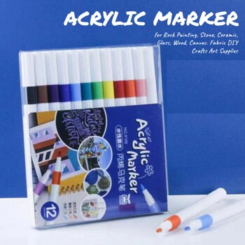 Ακρυλικός μαρκαδόρος Avirulent Insipidity Waterproof For Painting Stone 12/24 Colors Art Painting Supplies Paint Marker Diy