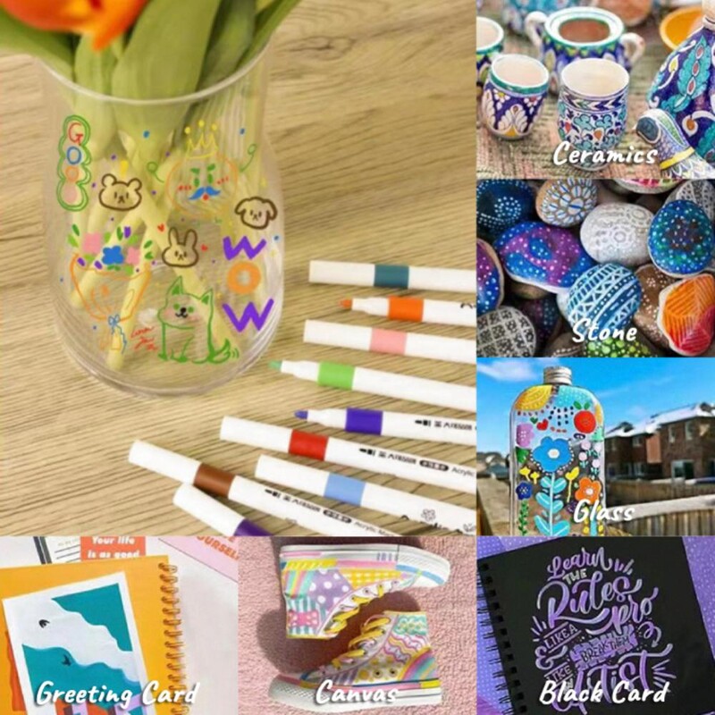 Акрилен маркер Avirulent Insipidity Водоустойчив за камък за рисуване 12/24 цвята Консумативи за рисуване Маркер за боя Направи си сам