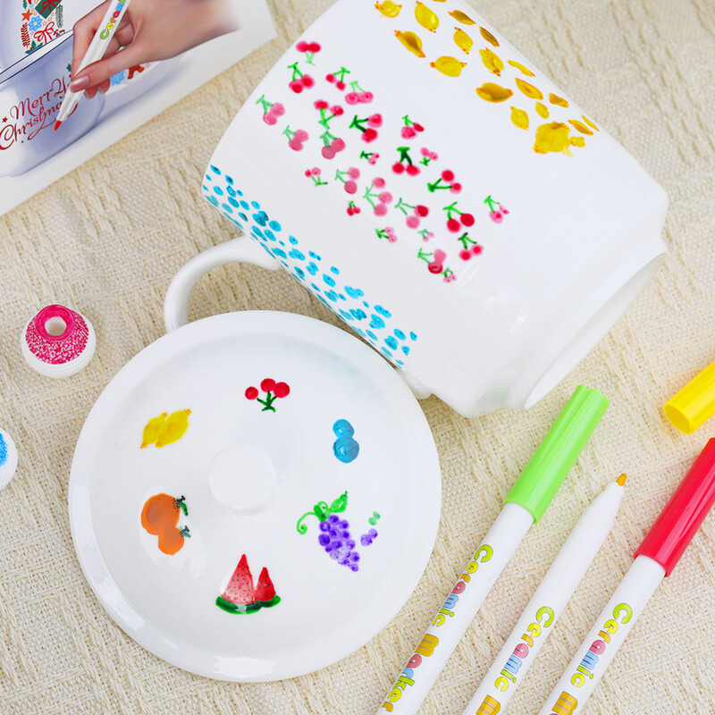 12 spalvų aukštoje temperatūroje krosnyje keptų keraminių rašiklių rinkinys, netoksiškas nuolatinis porcelianinis rašiklis, skirtas piešti ant keramikos