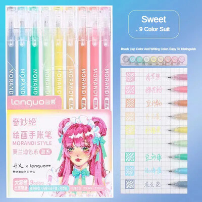 9 τμχ/σετ στυλό Kawaii Morandi Gel στυλό Σετ Μαρκαδόροι τέχνης Πολύχρωμα στυλό μελάνι με τζελ Liner Στυλό Σχολικό Γραφείο Γραφείο Στυλό δώρου