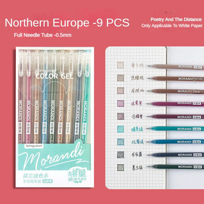 9 τμχ/σετ στυλό Kawaii Morandi Gel στυλό Σετ Μαρκαδόροι τέχνης Πολύχρωμα στυλό μελάνι με τζελ Liner Στυλό Σχολικό Γραφείο Γραφείο Στυλό δώρου