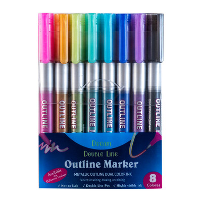 8 buc 12 buc culoare dublă linie contur artă Marker Pen DIY Graffiti Highlighter pentru album de însemnări jurnal poster card pictură desen