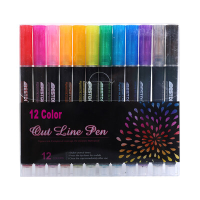 8 buc 12 buc culoare dublă linie contur artă Marker Pen DIY Graffiti Highlighter pentru album de însemnări jurnal poster card pictură desen