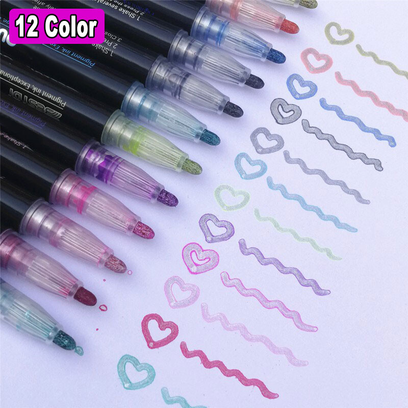 8 buc 12 buc culoare dublă linie contur artă Marker Pen DIY Graffiti Highlighter pentru album de însemnări jurnal poster card pictură desen