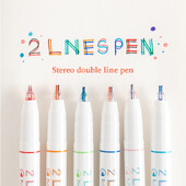 6 tk 2 joonega värvilised markerpliiatsid Geelpliiatsid Pigmentlainer Esiletõstja DIY Joonistus Maalimine Graffiti pliiats Kawaii kirjatarbed