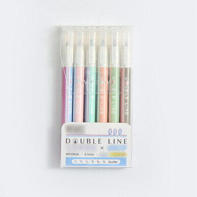 6 tk 2 joonega värvilised markerpliiatsid Geelpliiatsid Pigmentlainer Esiletõstja DIY Joonistus Maalimine Graffiti pliiats Kawaii kirjatarbed