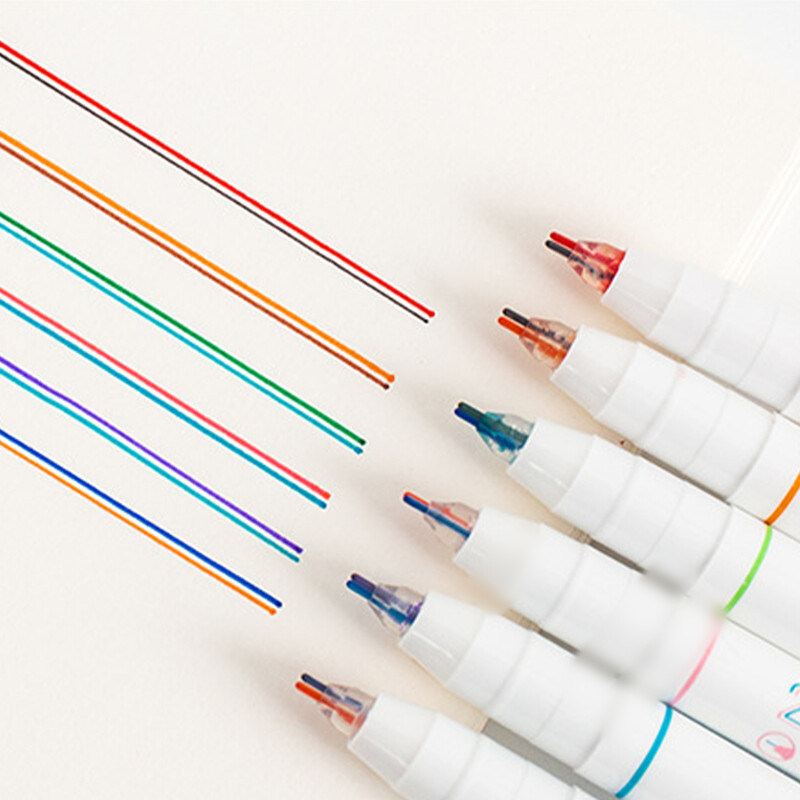 6 tk 2 joonega värvilised markerpliiatsid Geelpliiatsid Pigmentlainer Esiletõstja DIY Joonistus Maalimine Graffiti pliiats Kawaii kirjatarbed