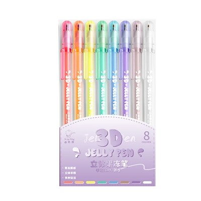 3D-želee pliiatsid, 8/12 värvi Candy Color geeltindipliiatsid, kunstitarvete marker, käsitsi kirjutamise pliiatsid, märkmete kirjutamiseks mõeldud tindipliiatsid