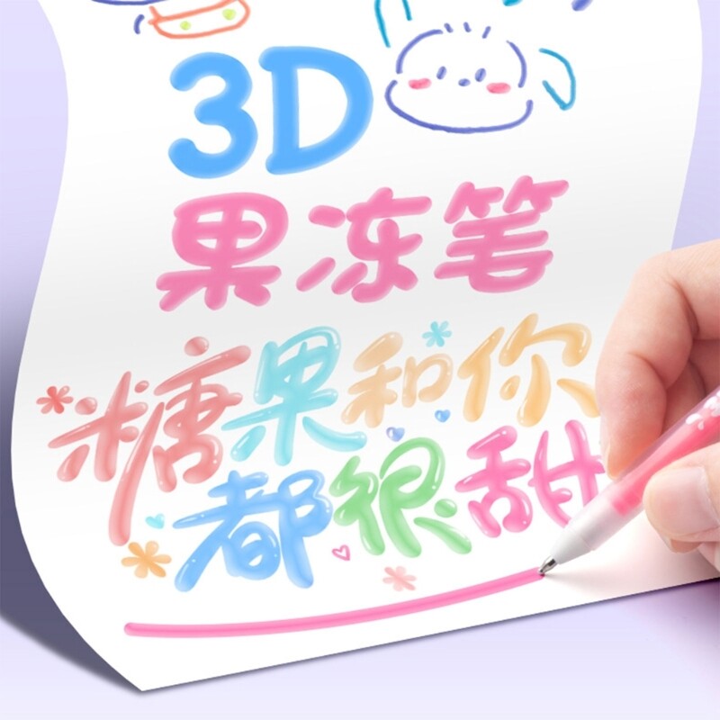 3D-želee pliiatsid, 8/12 värvi Candy Color geeltindipliiatsid, kunstitarvete marker, käsitsi kirjutamise pliiatsid, märkmete kirjutamiseks mõeldud tindipliiatsid