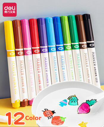 Deli 8/12Colors/Lot Creative Floating Markers Σετ στυλό για παιδιά Σχεδίαση Wipeable Highlighter Rotuladores for Student Art Supplies