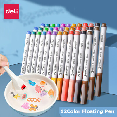 Deli 8/12Colors/Lot Creative Floating Markers Σετ στυλό για παιδιά Σχεδίαση Wipeable Highlighter Rotuladores for Student Art Supplies